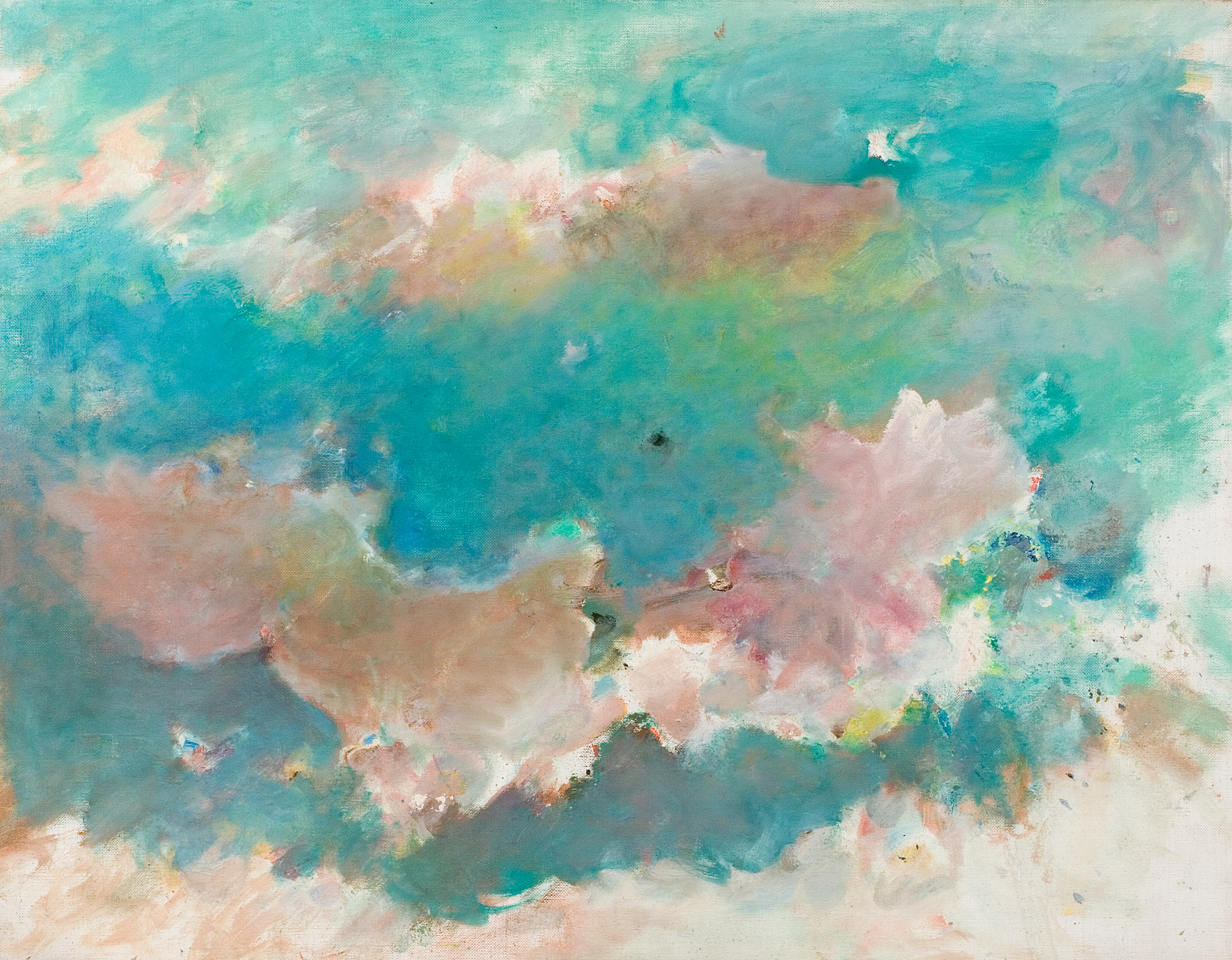 Untitled (Pink clouds over a turquoise background), 1975. Oil on canvas, 51 x 66 cm