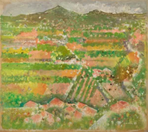 Sans titre (Paysage de Simiane), 1963. Huile sur papier marouflée sur toile, 120.5 x 135 cm